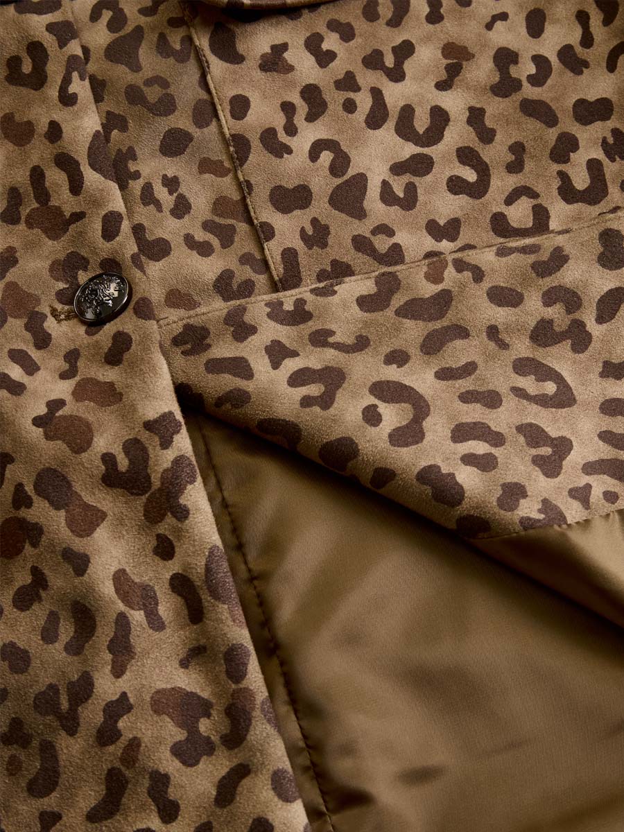 Retro Leopard Print Eco-Suede Jacket