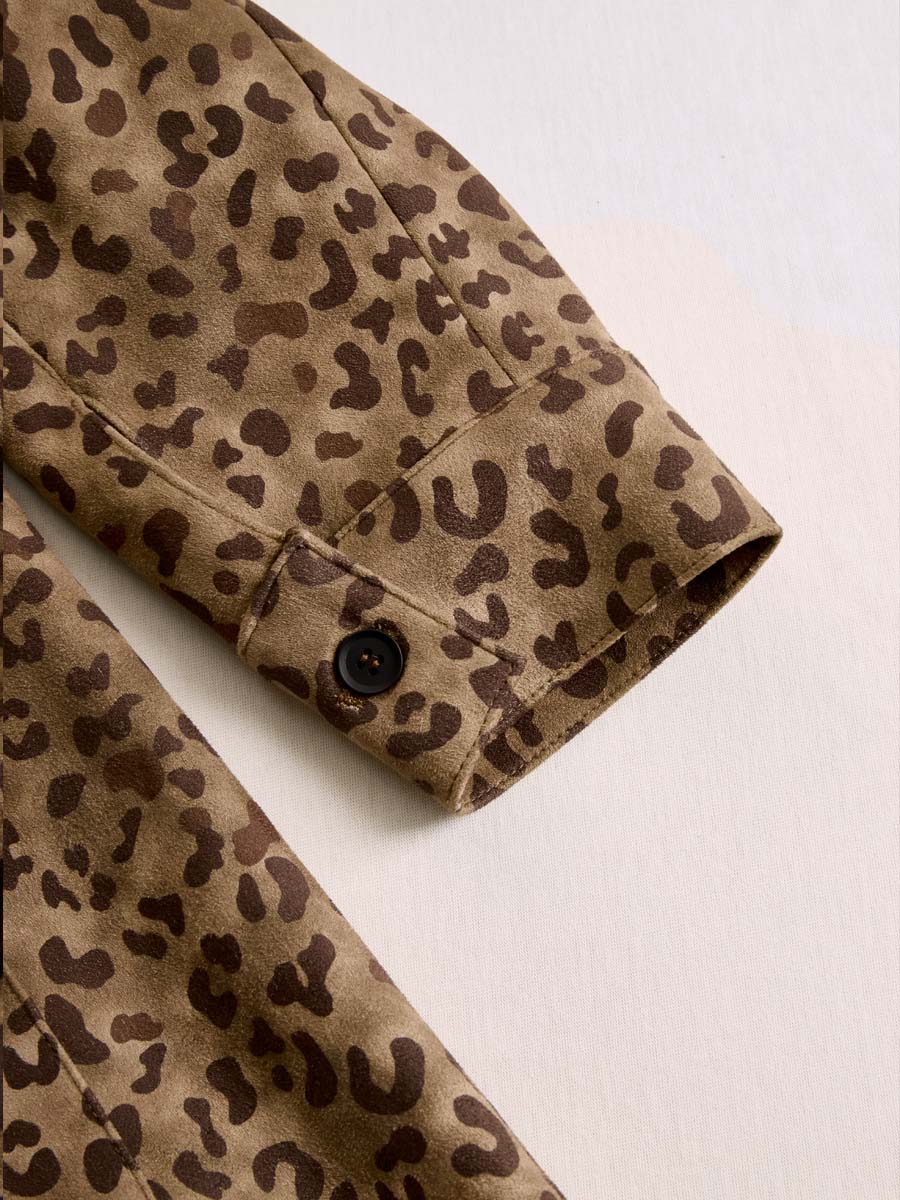 Retro Leopard Print Eco-Suede Jacket