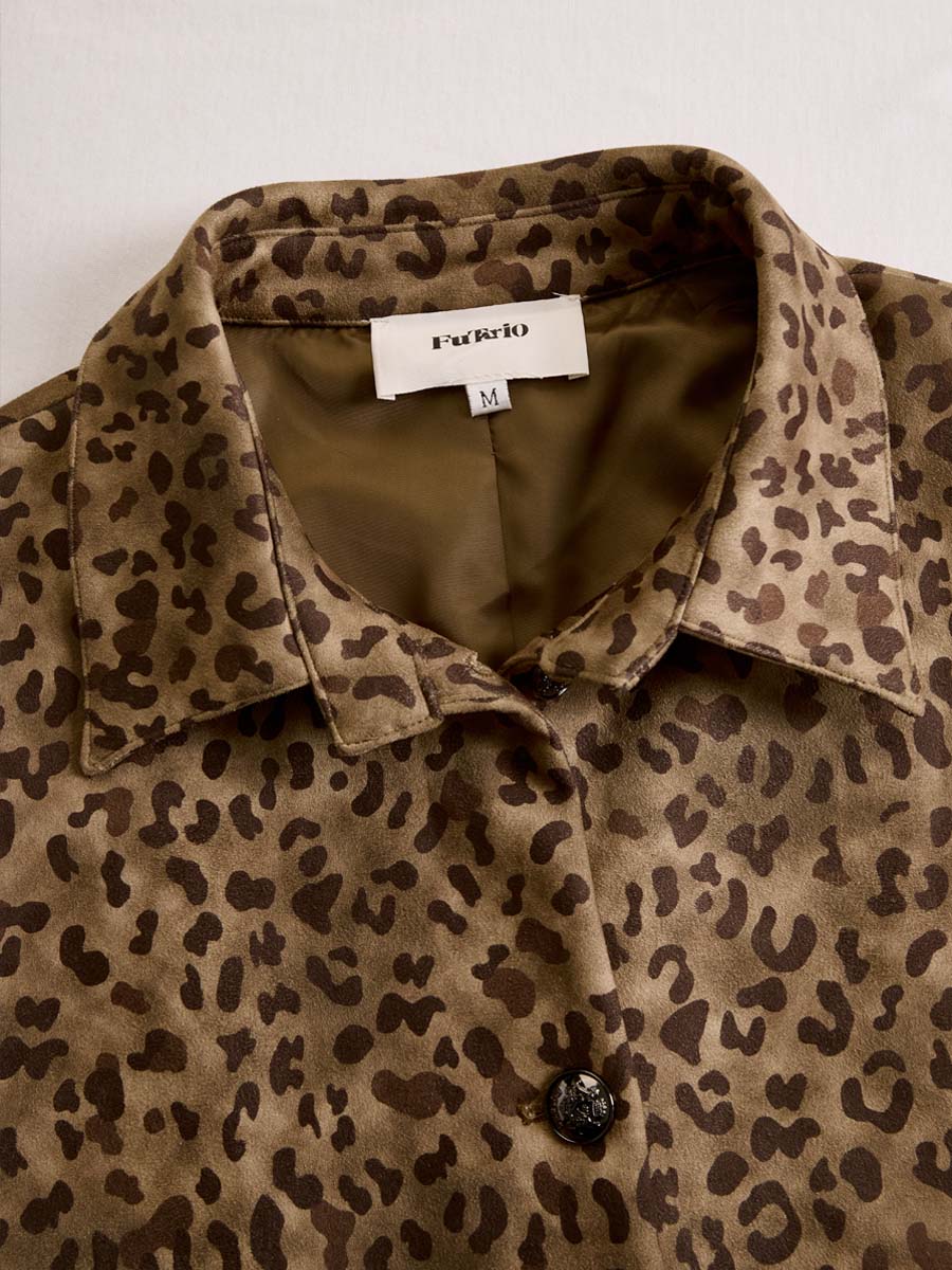 Retro Leopard Print Eco-Suede Jacket
