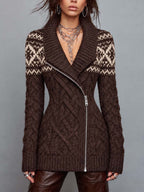 Vintage Fair Isle Καλσόν Ζακέτα με Ζipper