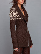 Vintage Fair Isle Καλσόν Ζακέτα με Ζipper