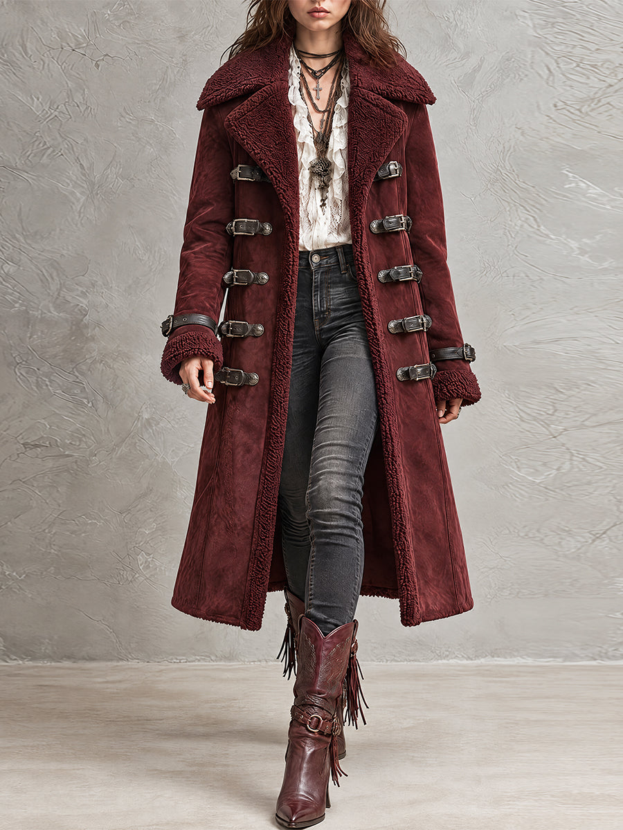 Μπορντό Παλτό Nomad με Toggle από Shearling
