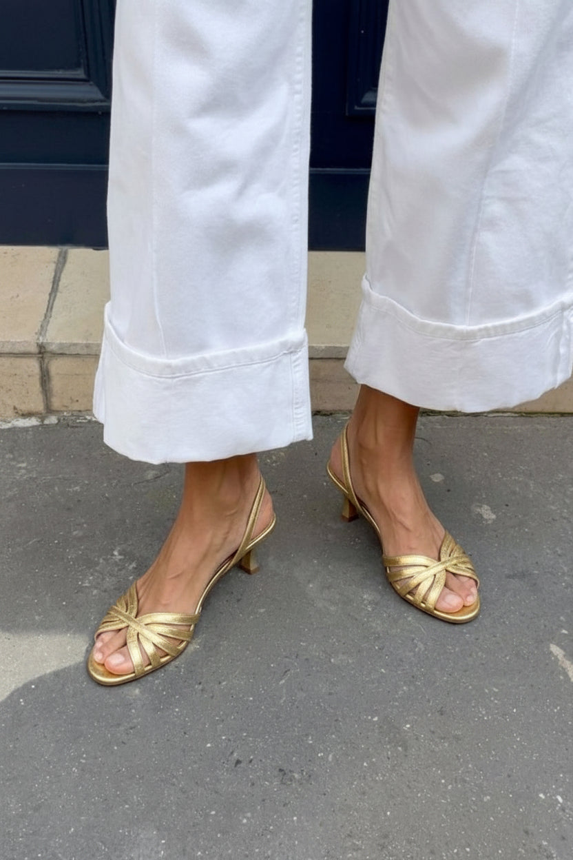 Γεωργίνα - Σανδάλια Slingback με Μεταλλική Φινίρισμα