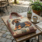 Τσάντα Tote με Κέντημα Dachshund Αγροικίας - Κωδικός GFTOQA1176