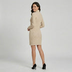 Ανεζκά | Midi φόρεμα με σχέδιο πλεξούδας και γιακά