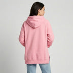 Μακρύ oversized φούτερ με κουκούλα και πλευρικές σχισμές