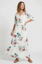 Denisa | Floral Maxi Dress with V-Neckline