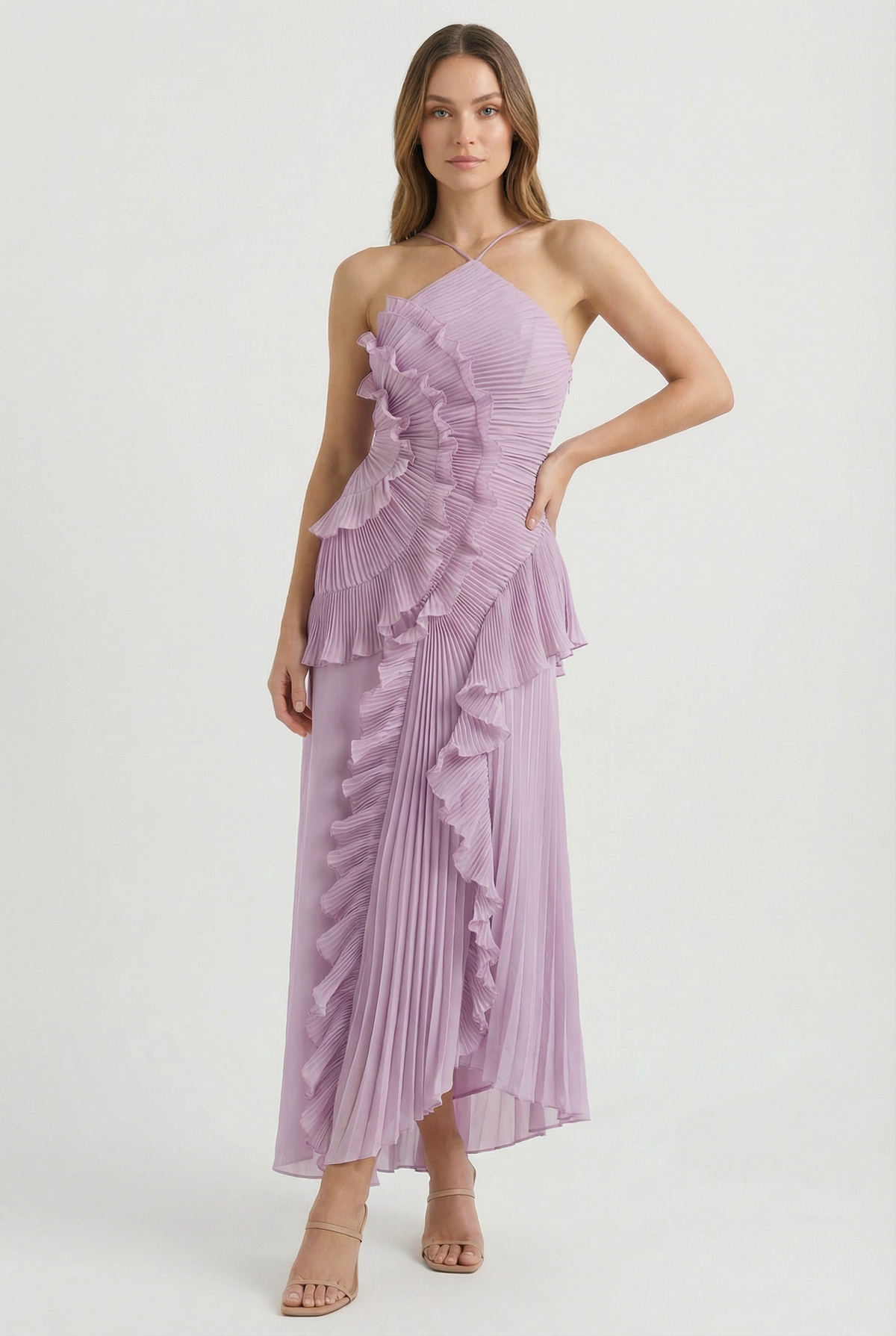 Bibiána | Asymmetrical Pleated Maxi Dress