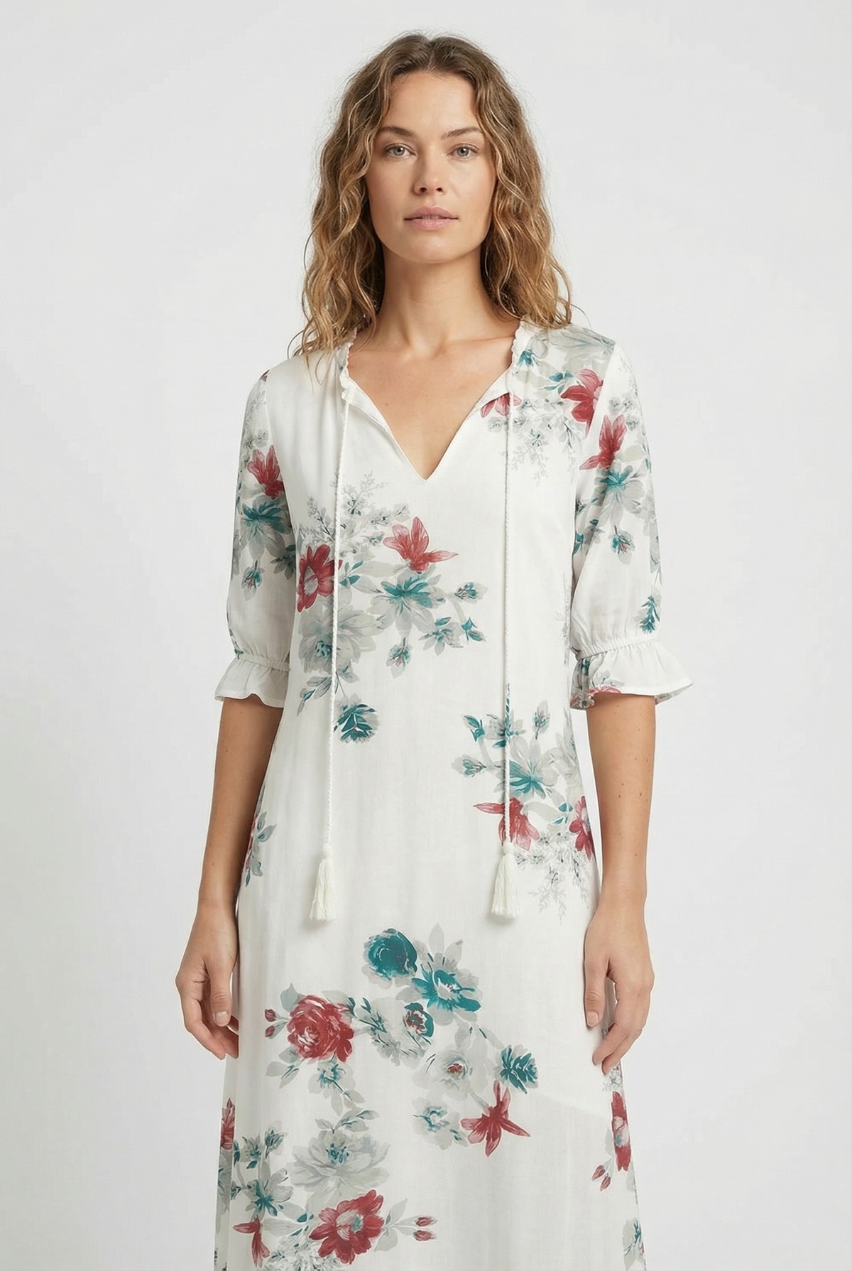 Denisa | Floral Maxi Dress with V-Neckline