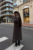 Γυναικείο Διπλής Όψης Oversized Παλτό από Μαλλί
