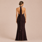 Carmen - Halter Dress with Lace and Deep V-Neck