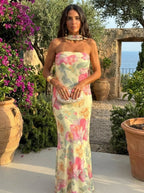 Alte - Μακρύ Strapless Φόρεμα με Λουλούδια