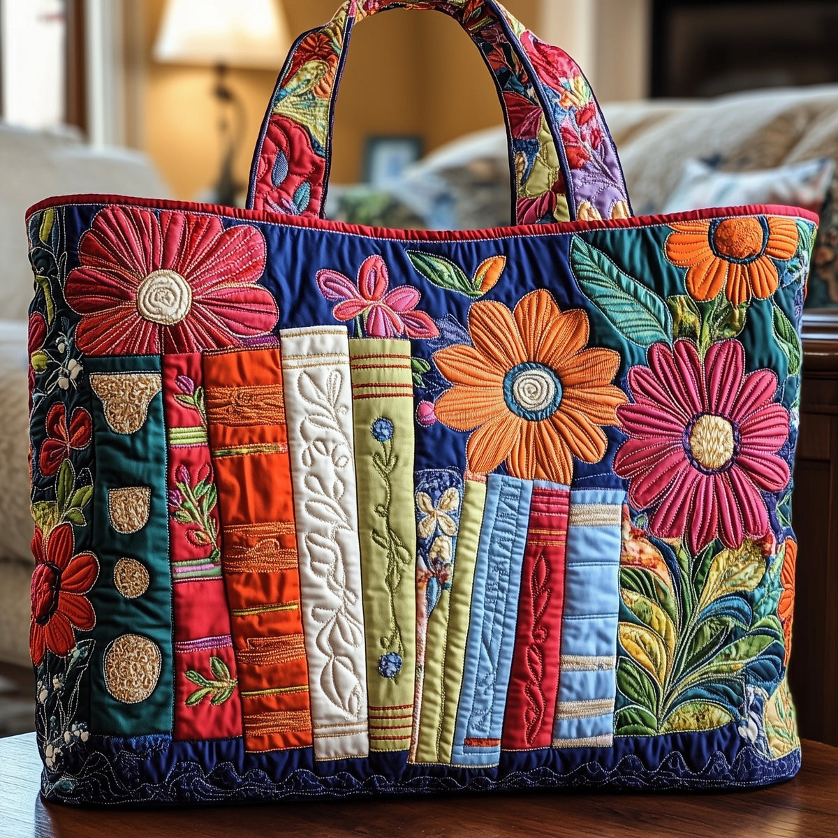 Τσάντα Tote με Κουβερτίνα Bookworm - Κωδικός GFTONL4862
