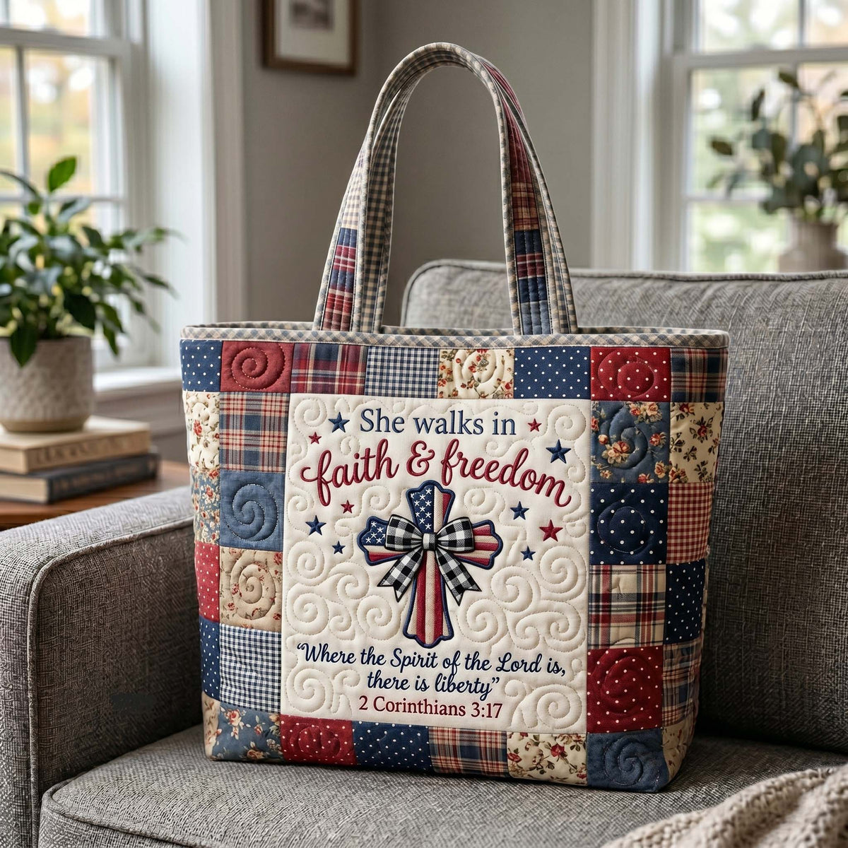 Faith Liberty Quilted Tote Bag - Model GFTOTP19467