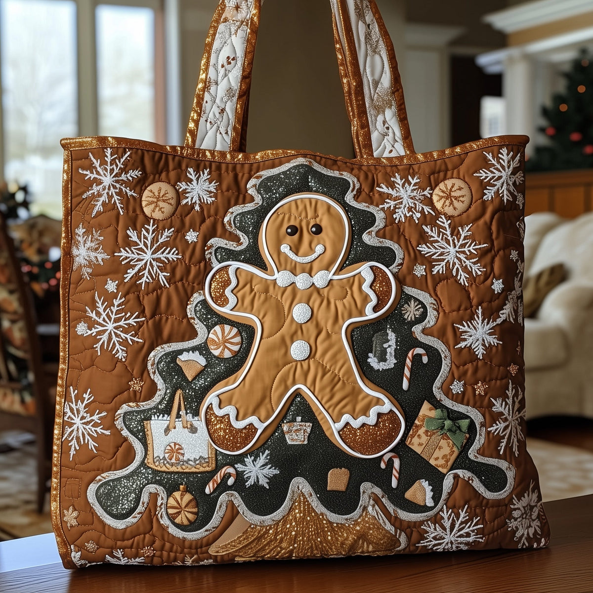 Χριστουγεννιάτικη Τσάντα Gingerbread με Κέντημα GFTOYC269