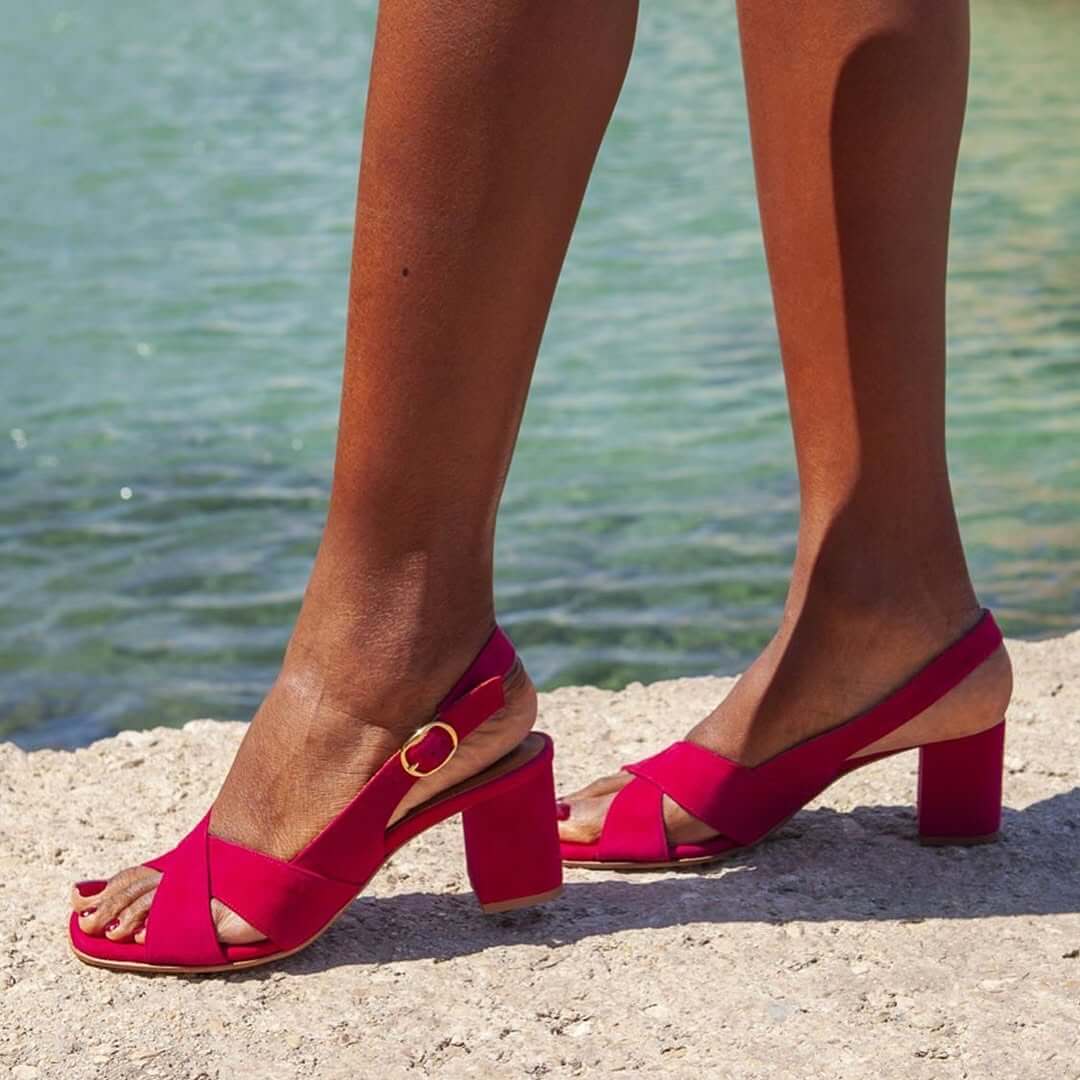 Marisela - Σουέτ Slingback Σανδάλια