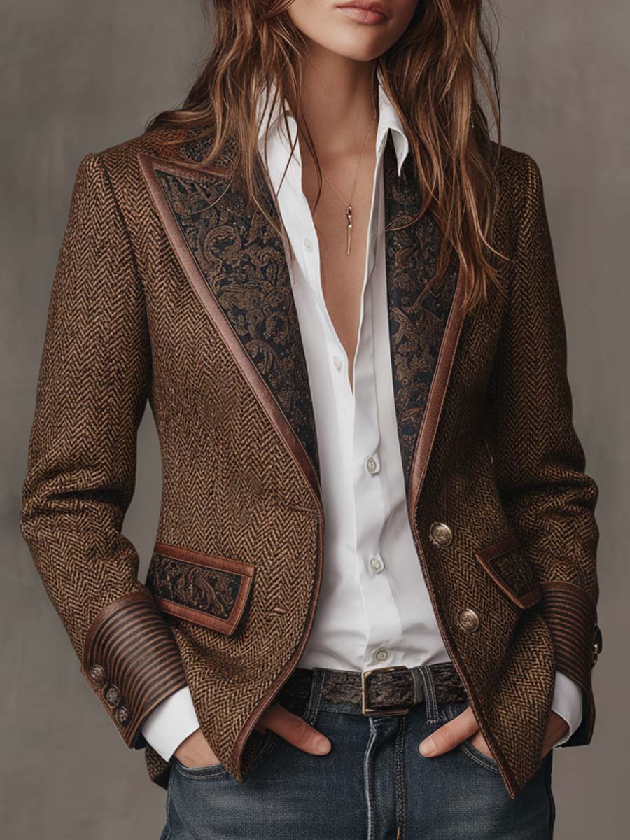 Τζιν Μπλέιζερ με Εκτυπωμένα Πάνελ