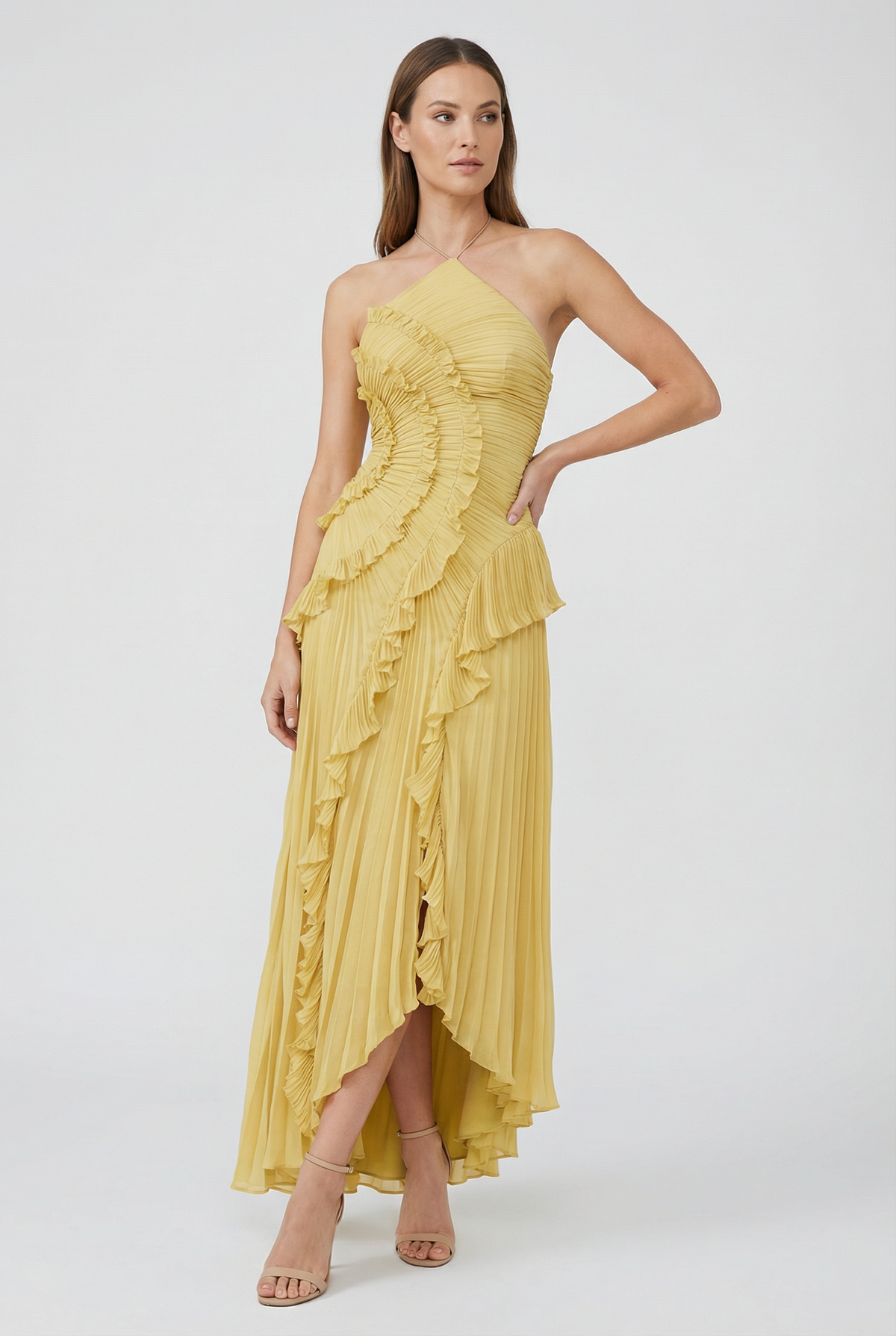 Bibiána | Asymmetrical Pleated Maxi Dress