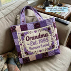 Τσάντα Tote με Κέντημα Mom Bloom - Κωδικός QTCUZ GFTOMA10338