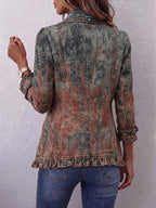 Katriona | Ruffled Jacket with Vintage Gradient Texture Print