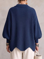 Isadora | Oversize Καρντακίν με Γιακά και Μεγάλους Μεταλλικούς Κουμπιά