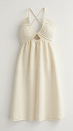 Μίντι Φόρεμα με Ντεκολτέ και Πλευρική Λεπτομέρεια